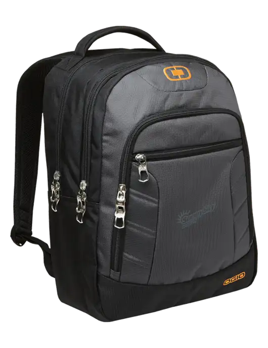 OGIO Dark Grey/Orange Colton Laptop Backpack
 w/Sunny Sky Products Logo