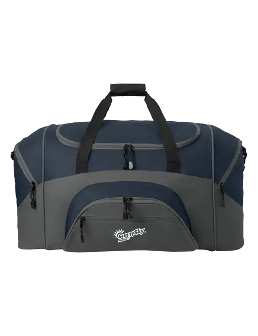 Standard Colorblock Navy/Dark Grey Sport Duffel w/Sunny Sky Products Logo