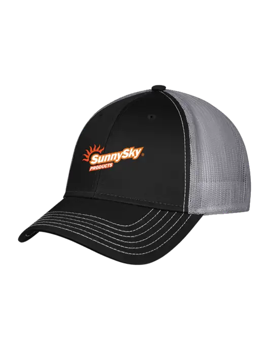 Black & Grey Mesh Trucker Cap Snap Back w/Sunny Sky Products Logo
