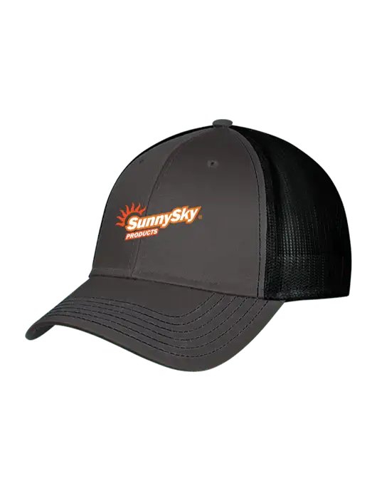 Charcoal & Black Mesh Trucker Cap Snap Back w/Sunny Sky Products Logo