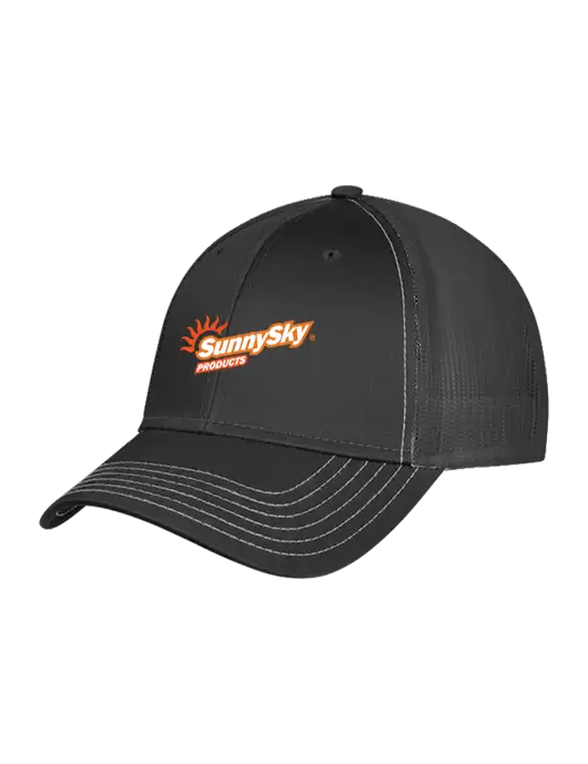 Charcoal Grey Mesh Trucker Cap Snap Back w/Sunny Sky Products Logo