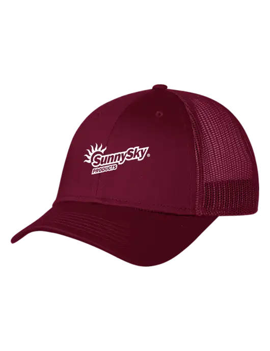 Maroon Mesh Trucker Cap Snap Back w/Sunny Sky Products Logo