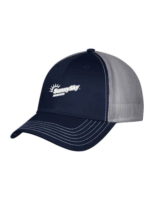 Navy & Grey Mesh Trucker Cap Snap Back w/Sunny Sky Products Logo