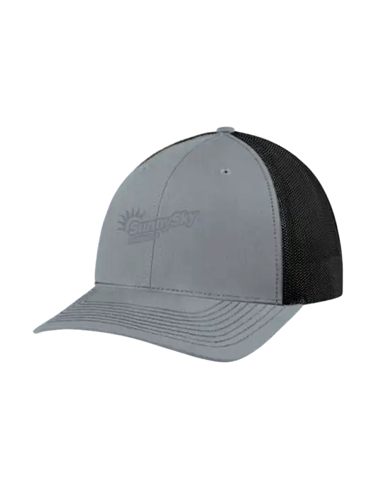 Richardson Adjustable Snapback Original 112 Trucker Cap Heather Grey w/Black Mesh w/Sunny Sky Products Logo