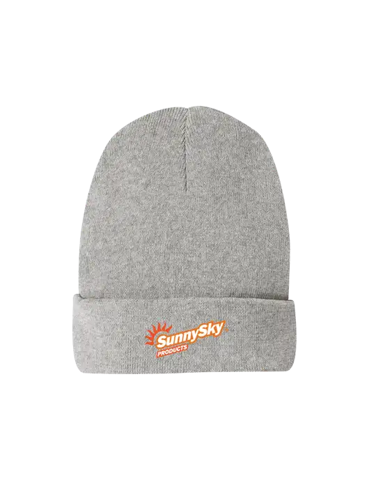 Recycled Light Heather Grey Beanie w/Sunny Sky Products Logo