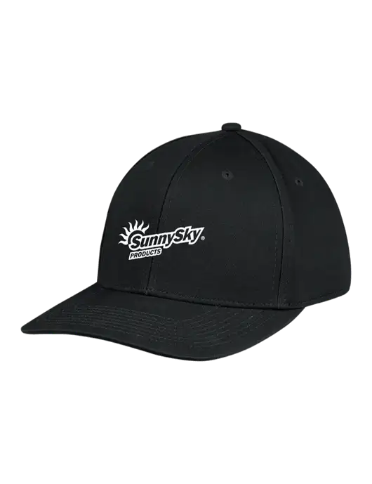 Premium Modern Structured Twill Black Snapback Cap w/Sunny Sky Products Logo