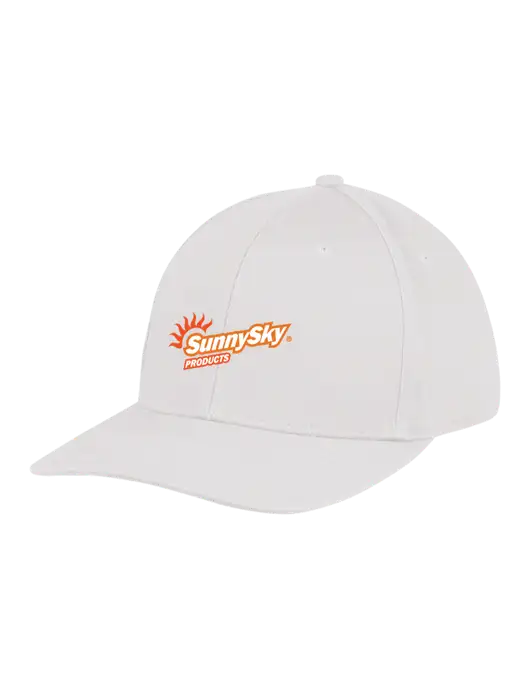 Premium Modern Structured Twill White Snapback Cap w/Sunny Sky Products Logo