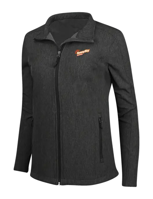 Black Charcoal Heather Womens Core Soft Shell Jacket w/Sunny Sky Products Logo