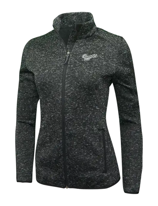 Black Heather Womens Sweater Fleece Jacket w/Sunny Sky Products Logo