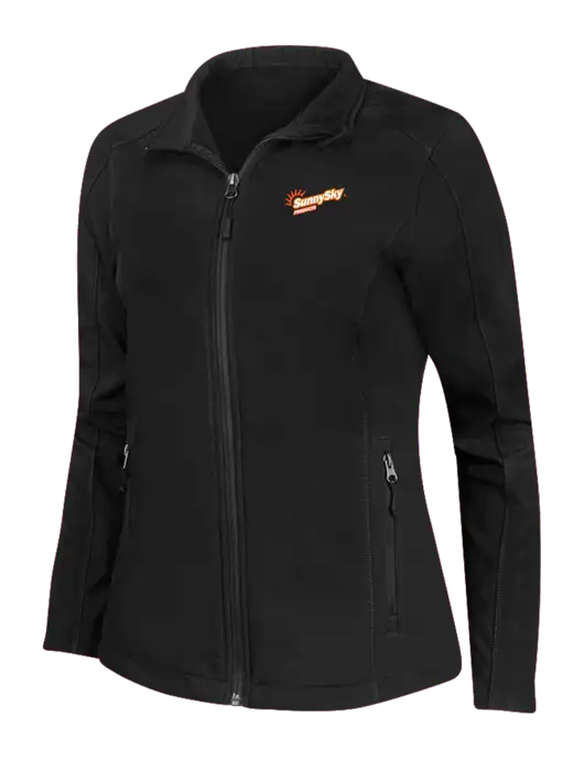 Black Womens Core Soft Shell Jacket w/Sunny Sky Products Logo