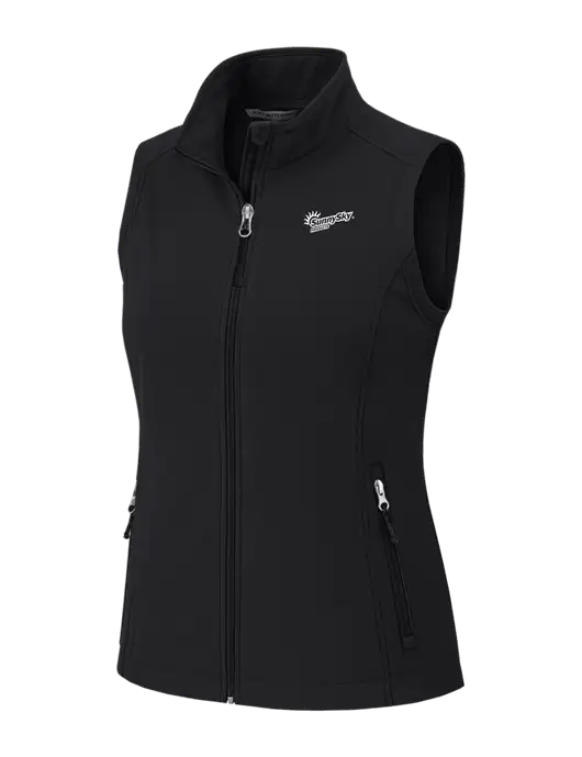 Black Womens Core Soft Shell Vest w/Sunny Sky Products Logo