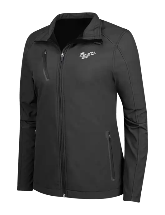 Black Womens Welded Softshell Jacket w/Sunny Sky Products Logo