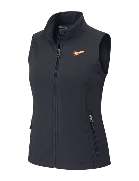 Charcoal Grey Womens Core Soft Shell Vest w/Sunny Sky Products Logo