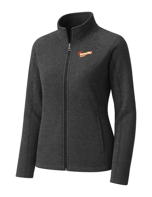 Charcoal Womens Heather Microfleece Full-Zip Jacket w/Sunny Sky Products Logo