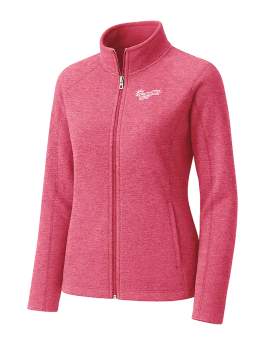 Fuchsia Heather Womens Heather Microfleece Full-Zip Jacket w/Sunny Sky Products Logo