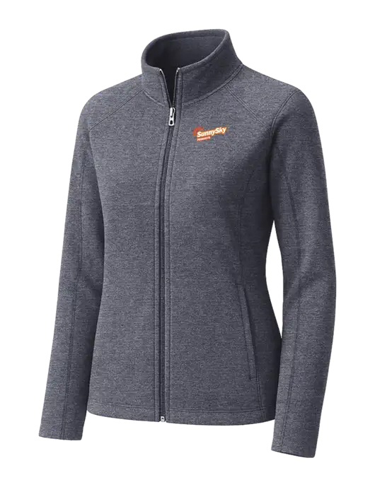 Light Navy Heather Womens Microfleece Full-Zip Jacket w/Sunny Sky Products Logo