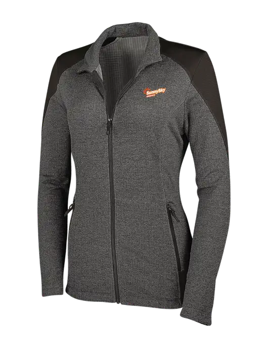 Medium Grey Heather Womens Grid Fleece Jacket w/Sunny Sky Products Logo