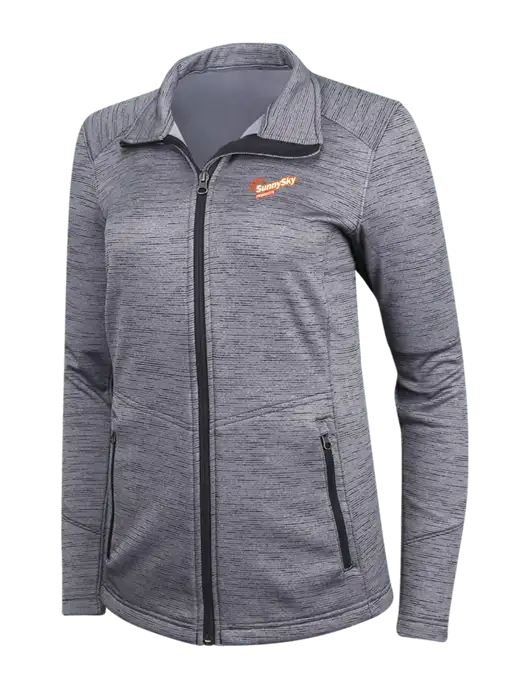 Medium Grey Womens Digi Stripe Fleece Jacket w/Sunny Sky Products Logo