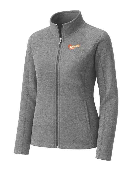 Medium Grey Womens Heather Microfleece Full-Zip Jacket w/Sunny Sky Products Logo