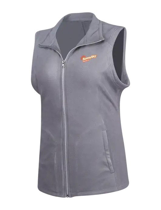 Medium Grey Womens Microfleece Vest w/Sunny Sky Products Logo