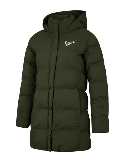 Mercer+Mettle Womens Dark Green Puffy Parka  w/Sunny Sky Products Logo