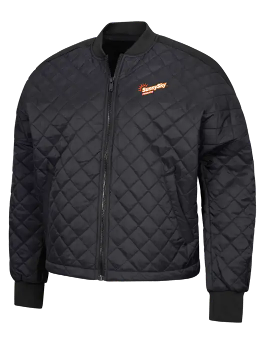 Mercer+Mettle Black Womens Boxy Quilted Jacket w/Sunny Sky Products Logo