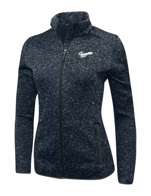 Navy Heather Womens Sweater Fleece Jacket w/Sunny Sky Products Logo