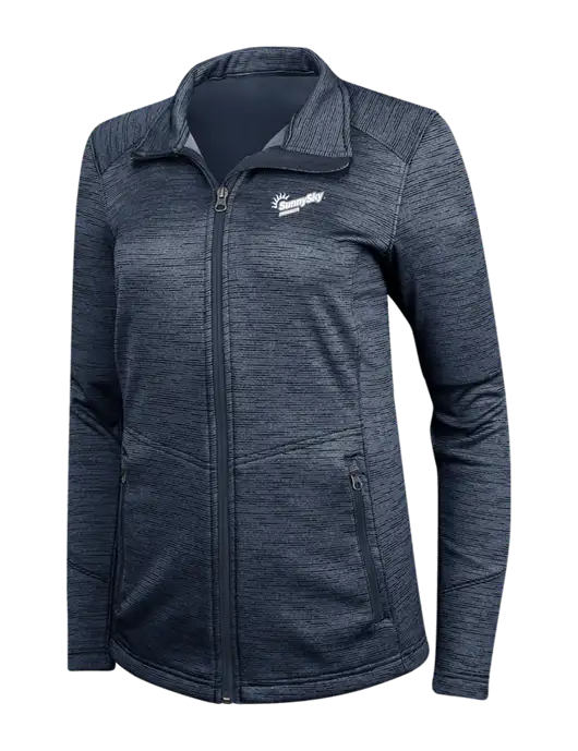 Navy Womens Digi Stripe Fleece Jacket w/Sunny Sky Products Logo