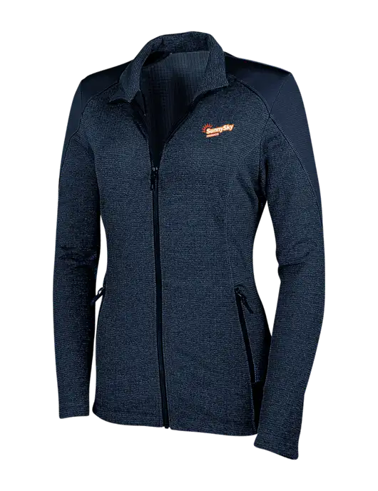 Navy Womens Grid Fleece Jacket w/Sunny Sky Products Logo
