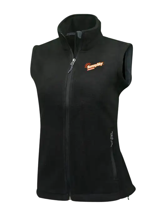 Womens Black Fleece Vest w/Sunny Sky Products Logo