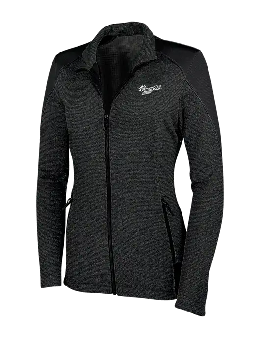 Womens Black Grid Fleece Jacket w/Sunny Sky Products Logo