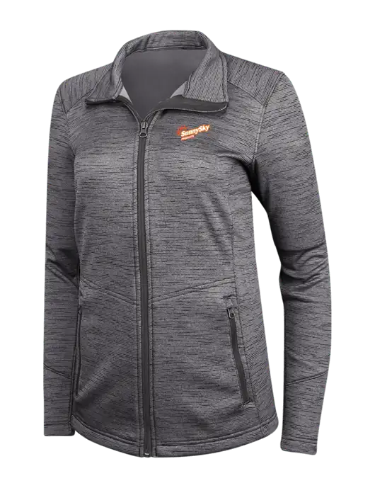 Womens Dark Grey Digi Stripe Fleece Jacket w/Sunny Sky Products Logo