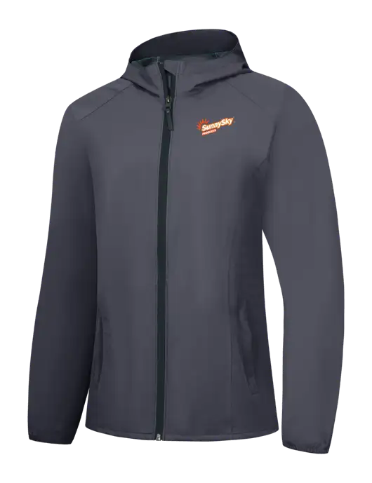 Womens Dark Grey Essential Rain Jacket w/Sunny Sky Products Logo