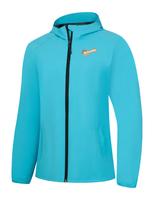 Womens Light Sapphire Blue Essential Rain Jacket w/Sunny Sky Products Logo