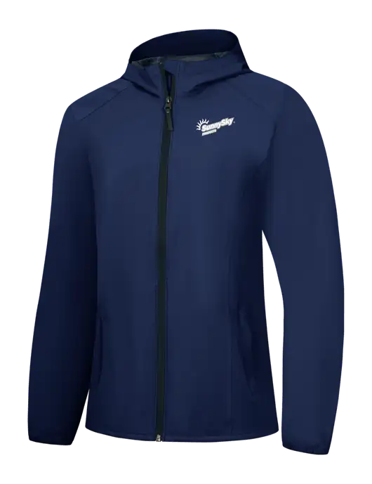 Womens Navy Essential Rain Jacket w/Sunny Sky Products Logo