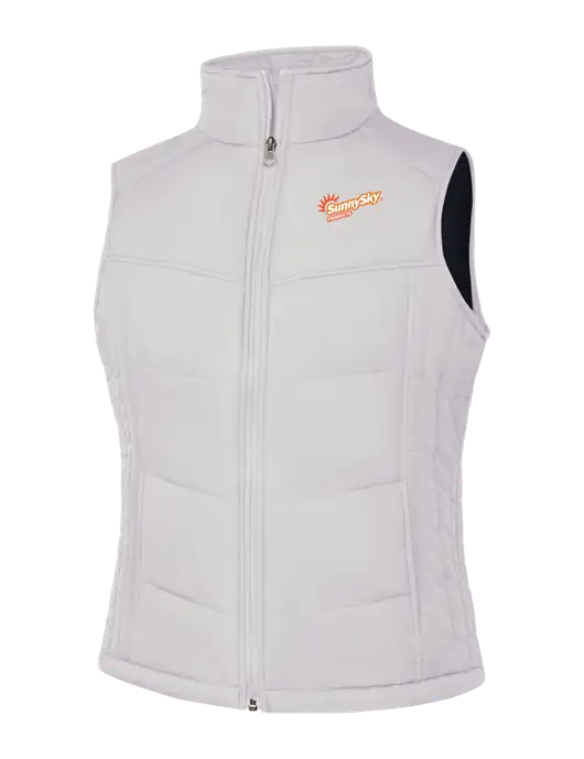 Womens White/Dark Slate Puffy Vest w/Sunny Sky Products Logo