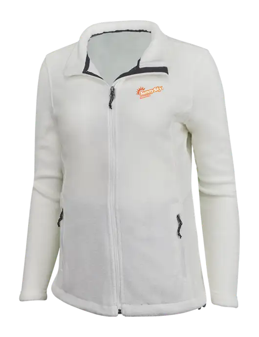 Womens White Fleece Jacket w/Sunny Sky Products Logo