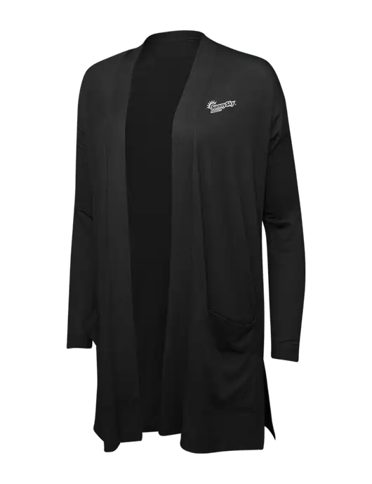 Black Womens Concept Long Pocket Cardigan w/Sunny Sky Products Logo