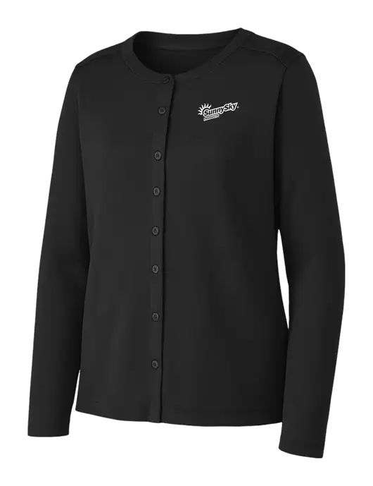 Black Womens Concept Stretch Button-Front Cardigan Sweater w/Sunny Sky Products Logo