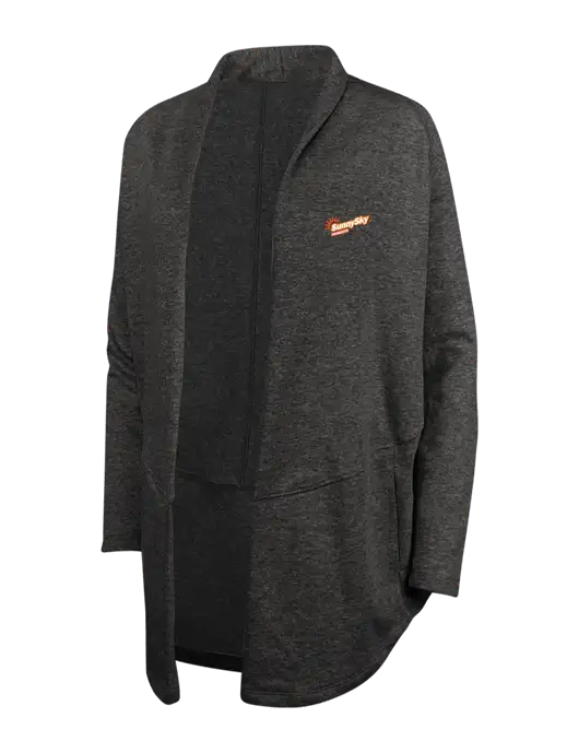 Charcoal Heather/ Medium Heather Grey Womens Interlock Cardigan w/Sunny Sky Products Logo