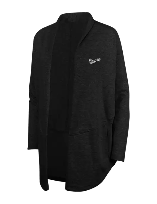 Deep Black/Charcoal Heather Womens Interlock Cardigan w/Sunny Sky Products Logo