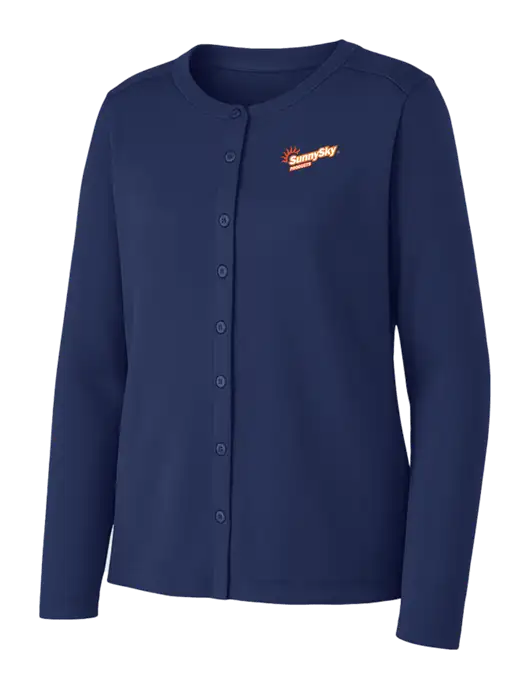 Dress Blue Navy Womens Concept Stretch Button-Front Cardigan Sweater w/Sunny Sky Products Logo