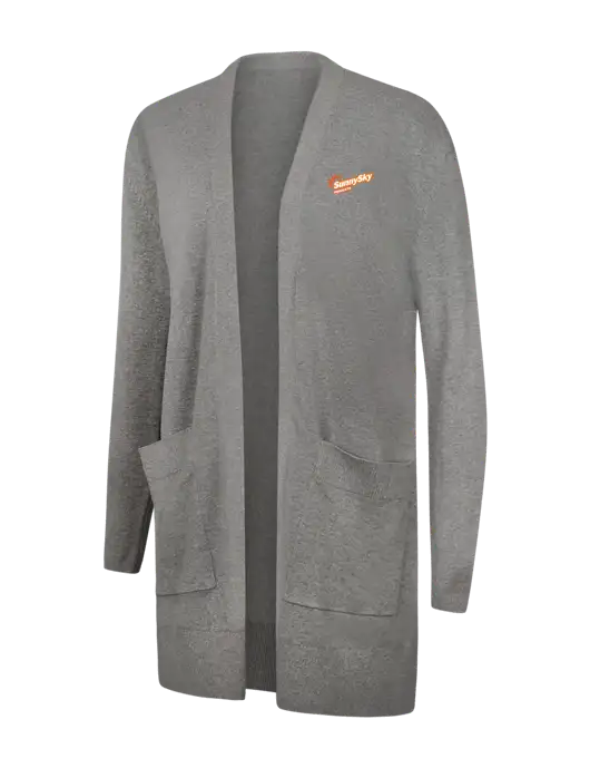 Mercer+Mettle Womens Light Grey Heather Open Front Cardigan Sweater w/Sunny Sky Products Logo