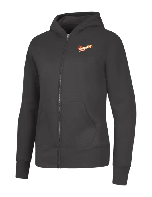 Charcoal Womens Core Fleece Full-Zip Hooded Sweatshirt w/Sunny Sky Products Logo