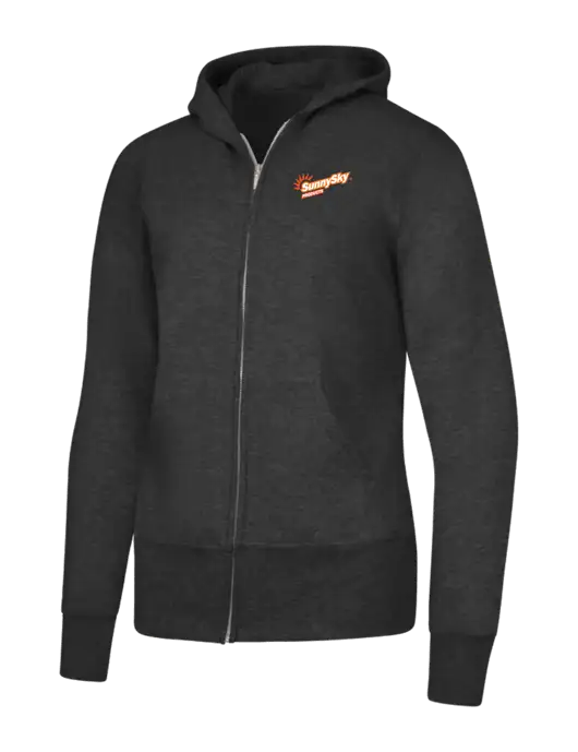 Dark Heather Grey Womens Core Fleece Full-Zip Hooded Sweatshirt w/Sunny Sky Products Logo