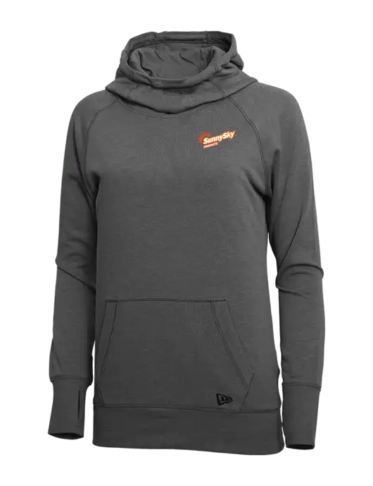 New Era Black Heather Womens Tri-Blend Fleece Pullover Hoodie w/Sunny Sky Products Logo