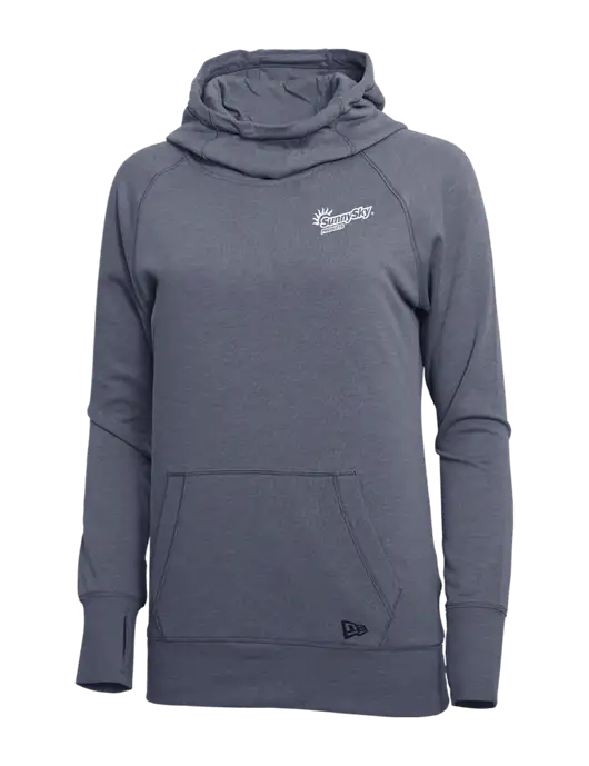 New Era True Navy Heather Womens Tri-Blend Fleece Pullover Hoodie w/Sunny Sky Products Logo