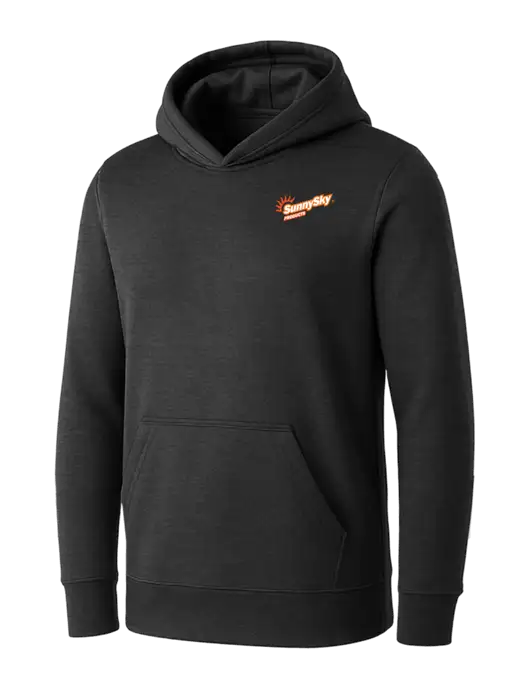 Womens Dark Grey Heather Core Fleece Pullover Hooded Sweatshirt w/Sunny Sky Products Logo