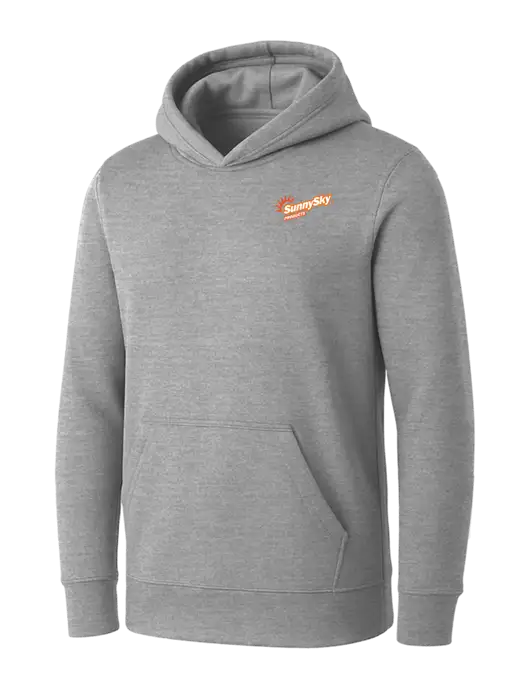 Womens Light Grey Heather Core Fleece Pullover Hooded Sweatshirt w/Sunny Sky Products Logo