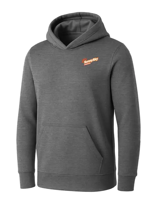 Womens Medium Grey Heather Core Fleece Pullover Hooded Sweatshirt w/Sunny Sky Products Logo
